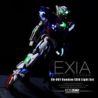KOSMOS PG-1/60 GN-001 Gundam EXIA LED Kit installed on model with glowing GN Drive