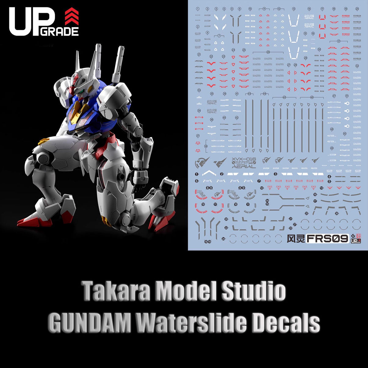 FM 1/100 Gundam Aerial HD fluorescent waterslide decals sheet for model kit customization