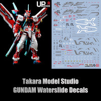 MG 1/100 Gundam Astray Red Frame HD fluorescent waterslide decals kit with tweezers and applicator tools