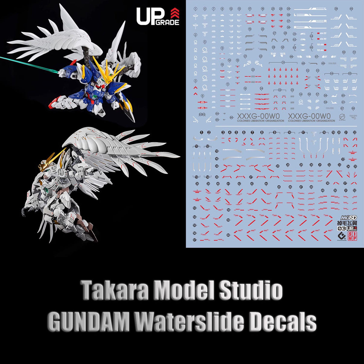 MGSD 1/144 Wing Gundam Zero EW Ver.KA fluorescent waterslide decal sheet closeup
