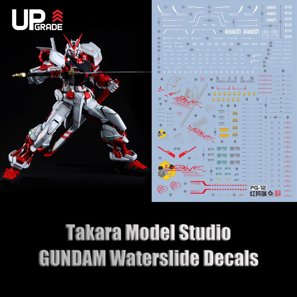 PG Astray Red Frame HD fluorescent waterslide decals sheet for 1/60 scale model kits