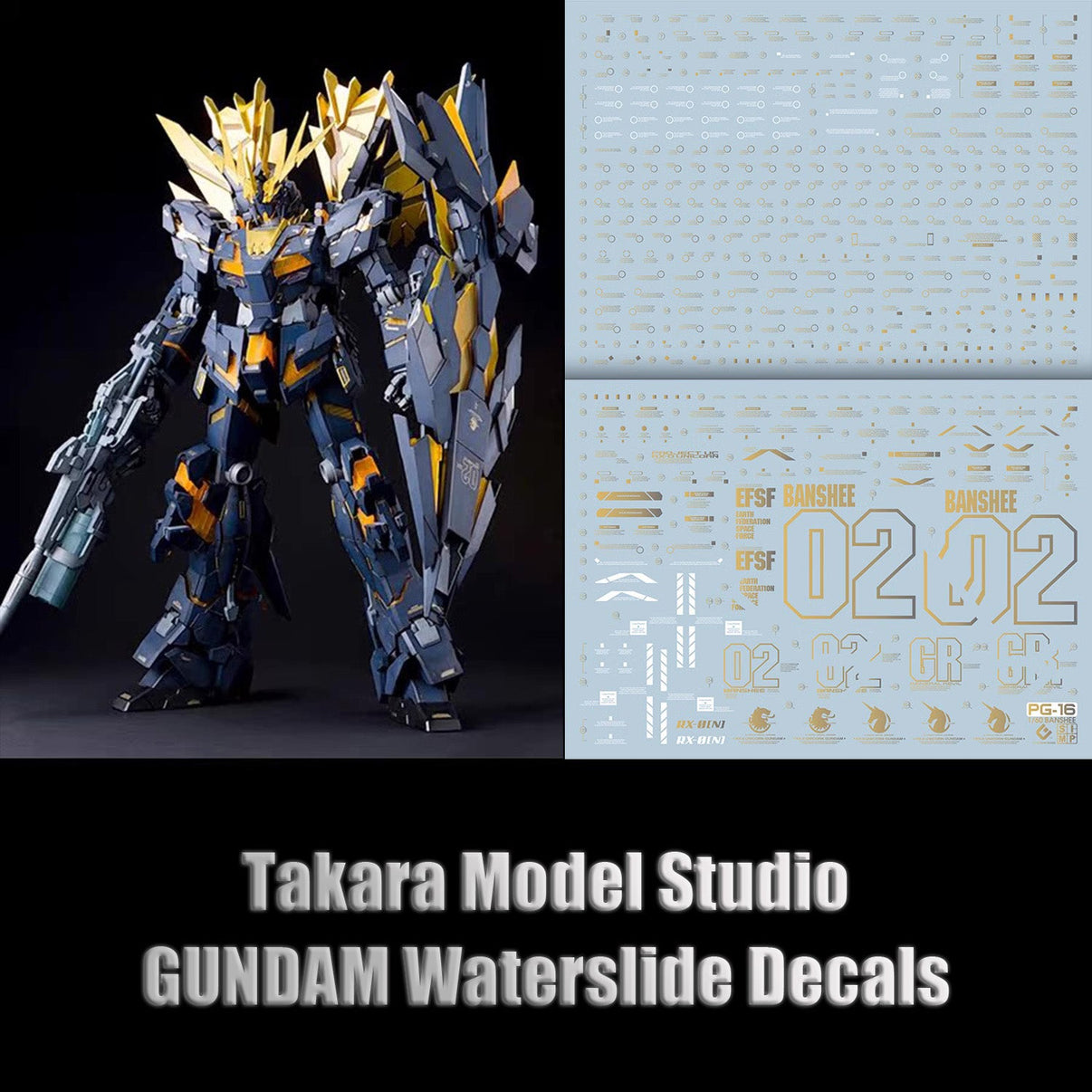 PG 1/60 Banshee Norn HD fluorescent waterslide decals for custom gunpla builds