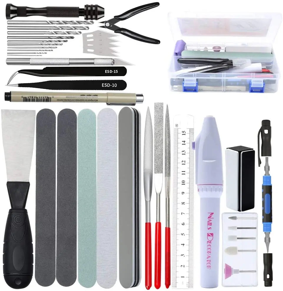19-Piece Gundam Model Tool Kit - Hobby Building Set With Cutters, Files, Tweezers & More