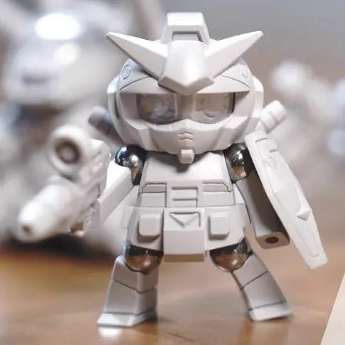 Customizable Gundam model with interchangeable parts and anime-inspired design