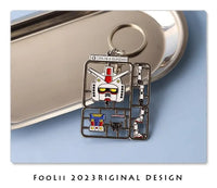Close-up of Gundam RX-78-2 Keychain with Engraved Panel Lines