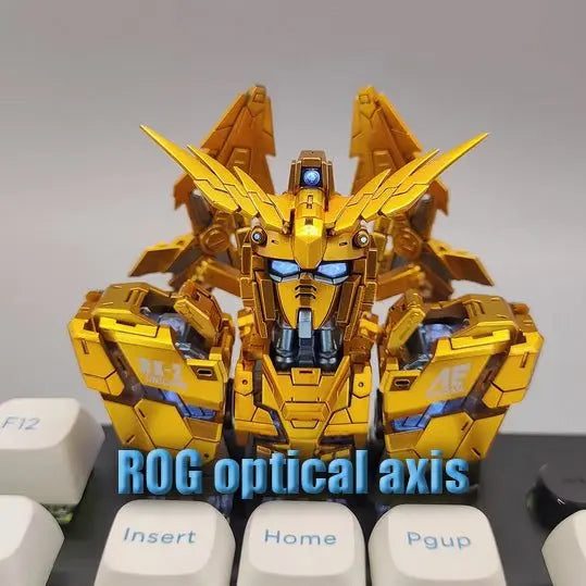 Keyboard Accessories Showcasing Gundam Artisan Keycaps in NT-D Style