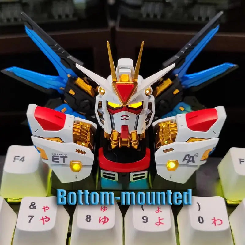 Box packaging for Gundam keycap set with Strike Freedom artwork and branding