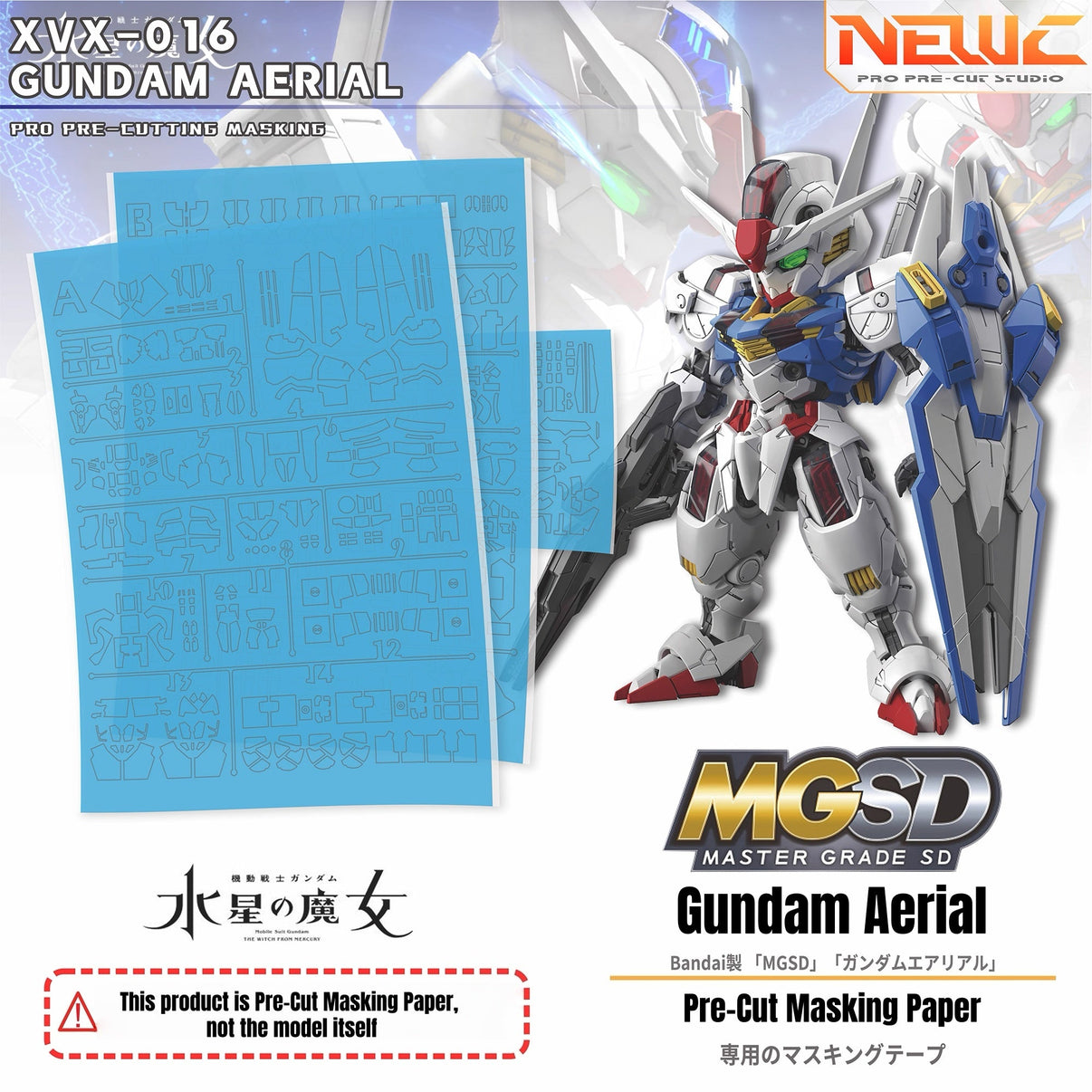 MGSD Gundam Aerial Pro Pre - Cut Masking Paper & Etchings - Takara Model Studio