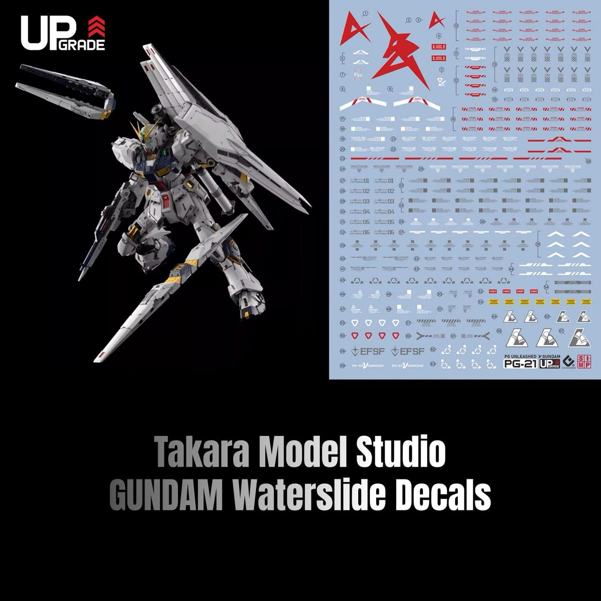 PG Unleashed RX - 93 ν Gundam Waterslide Decals - UV Fluorescent Edition - Takara Model Studio