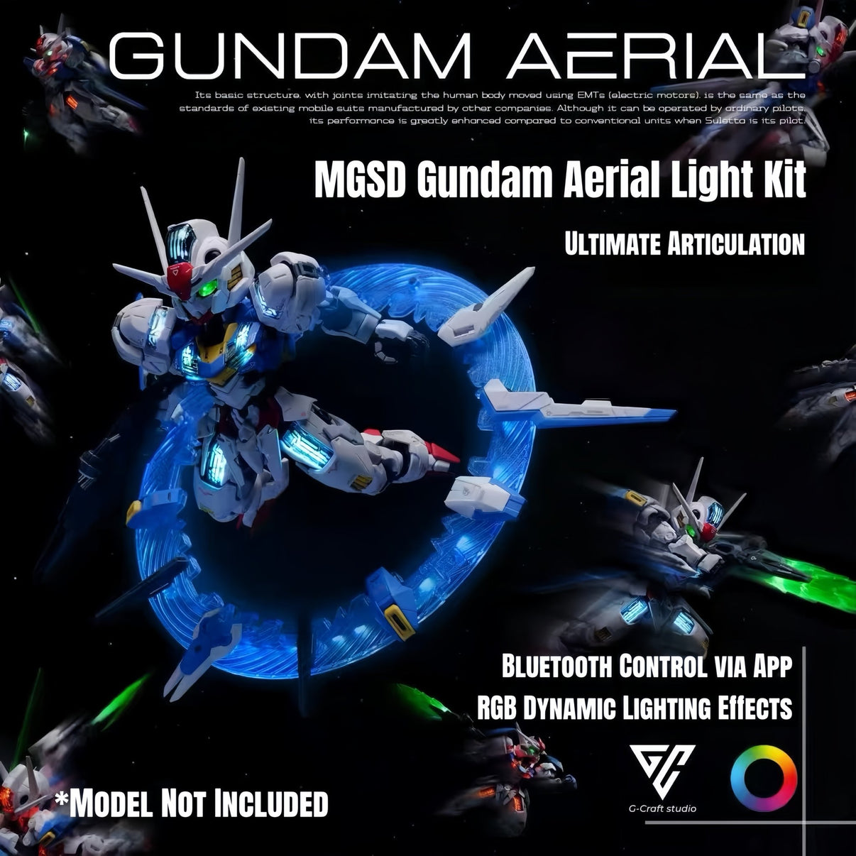【Pre - Order】 GCraft MGSD Aerial Gundam RGB LED Light Kit with App Control - Takara Model Studio