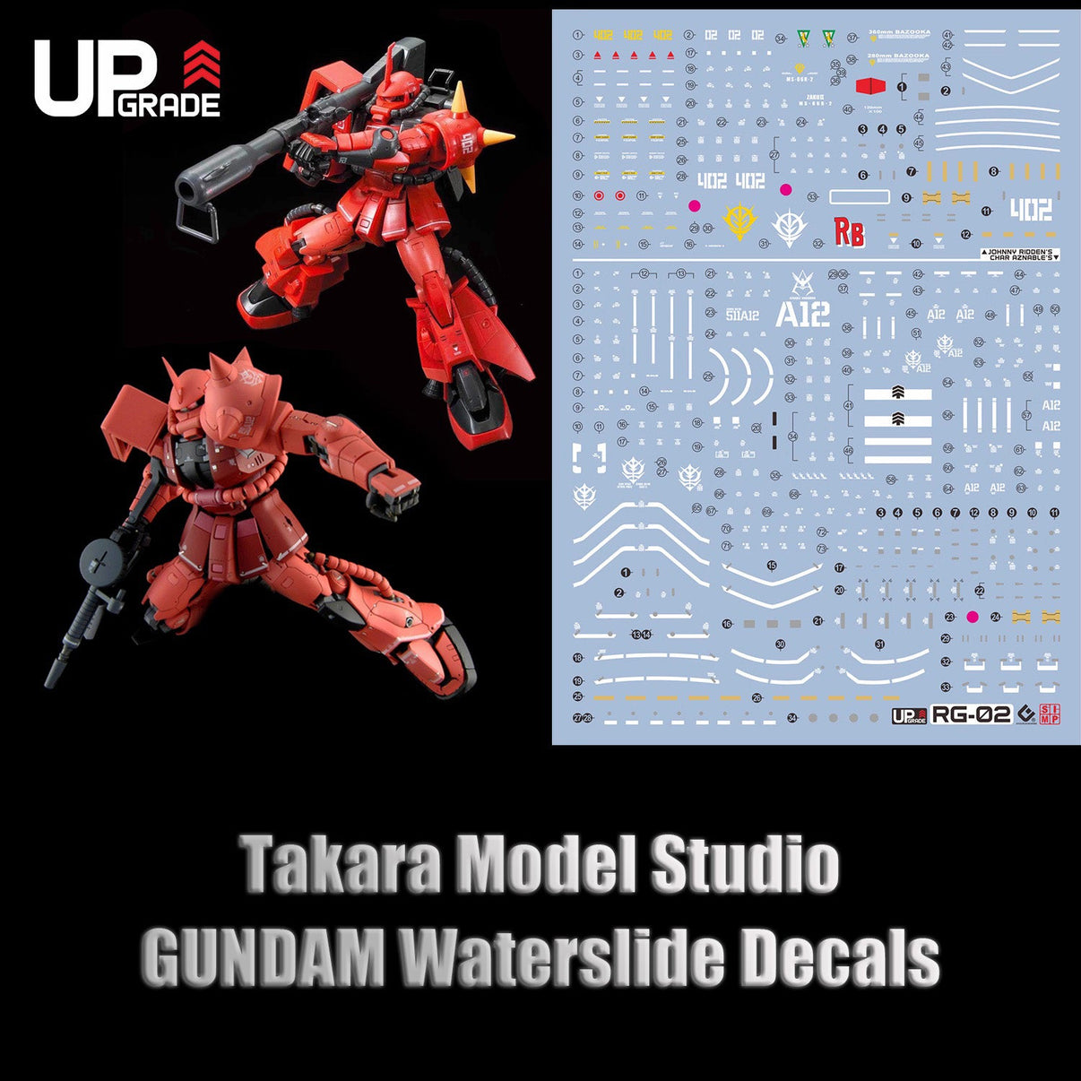 RG 1/144 ZAKU HD Fluorescent Waterslide Decals - Takara Model Studio